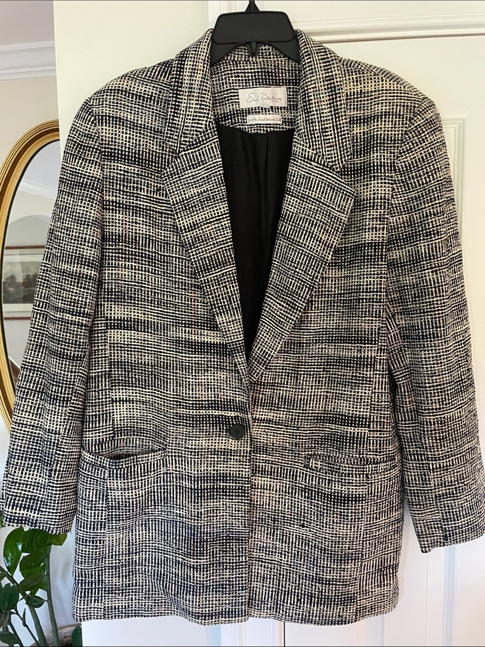 Evil Rattenbury Blue, Pink and Ivory Textured Single-Button Blazer